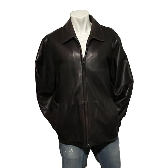 Marc New York Soft Lambs Leather Jacket Mens Quilt Lined Large - Picture 2 of 10